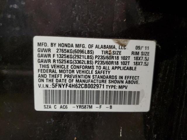 Photo 14 from auction – 2012 HONDA PILOT EXL with VIN 5FNYF4H62CB002971
