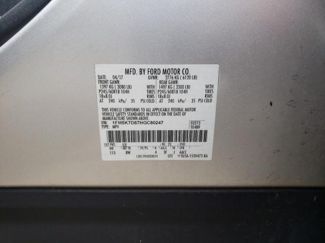 Photo 14 from auction – 2017 FORD EXPLORER X with VIN 1FM5K7D87HGC80247
