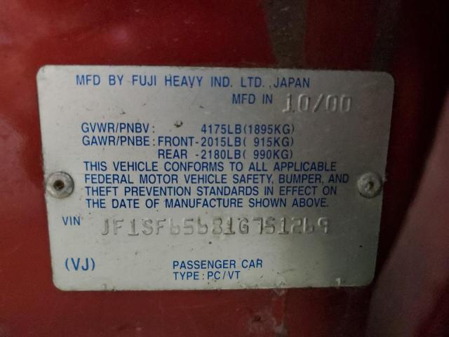 Photo 14 from auction – 2001 SUBARU FORESTER S with VIN JF1SF65681G751269