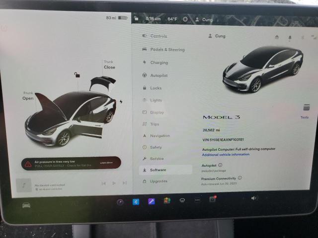 Photo 9 from auction – 2022 TESLA MODEL 3 with VIN 5YJ3E1EAXNF103151