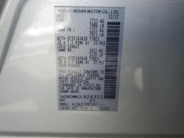 Photo 14 from auction – 2018 NISSAN PATHFINDER with VIN 5N1DR2MMXJC624321