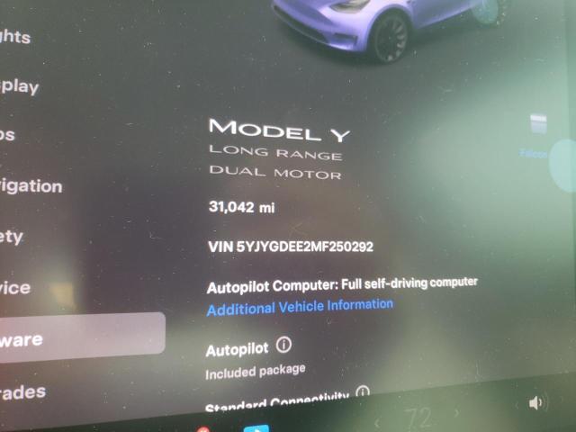 Photo 9 from auction – 2021 TESLA MODEL Y with VIN 5YJYGDEE2MF250292