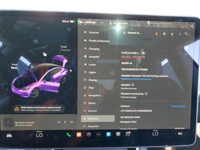 Photo 9 from auction – 2020 TESLA MODEL 3 with VIN 5YJ3E1EC4LF741989