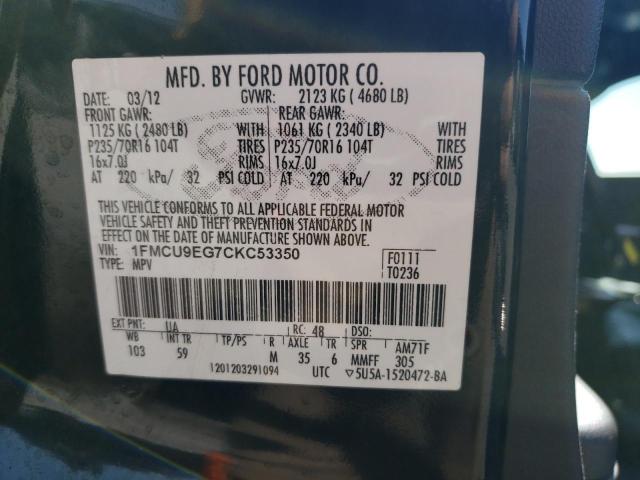 Photo 14 from auction – 2012 FORD ESCAPE LIM with VIN 1FMCU9EG7CKC53350
