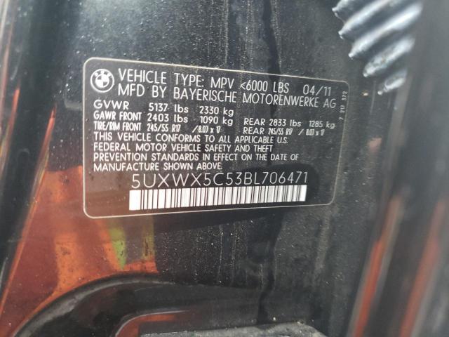 Photo 14 from auction – 2011 BMW X3 XDRIVE2 with VIN 5UXWX5C53BL706471