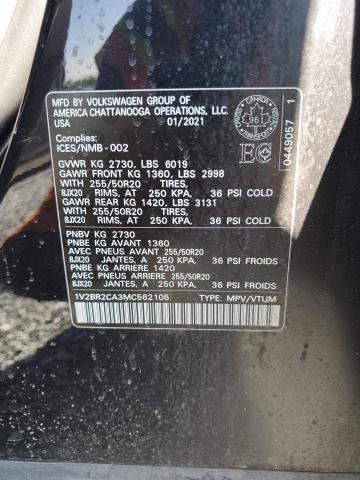 Photo 14 from auction – 2021 VOLKSWAGEN ATLAS SEL with VIN 1V2BR2CA3MC562105