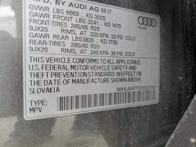 Photo 14 from auction – 2018 AUDI Q7 PREMIUM with VIN WA1LAAF77JD007245