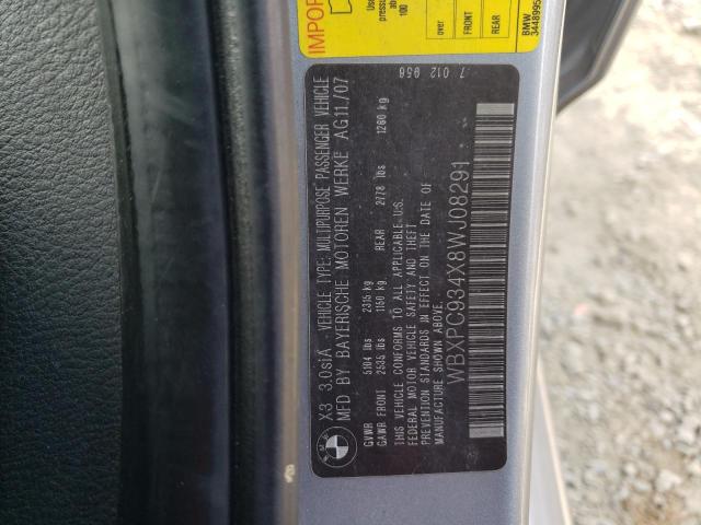 Photo 14 from auction – 2008 BMW X3 3.0SI with VIN WBXPC934X8WJ08291