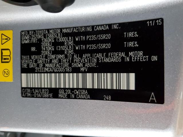 Photo 14 from auction – 2016 LEXUS RX 350 with VIN 2T2ZZMCA7GC005183
