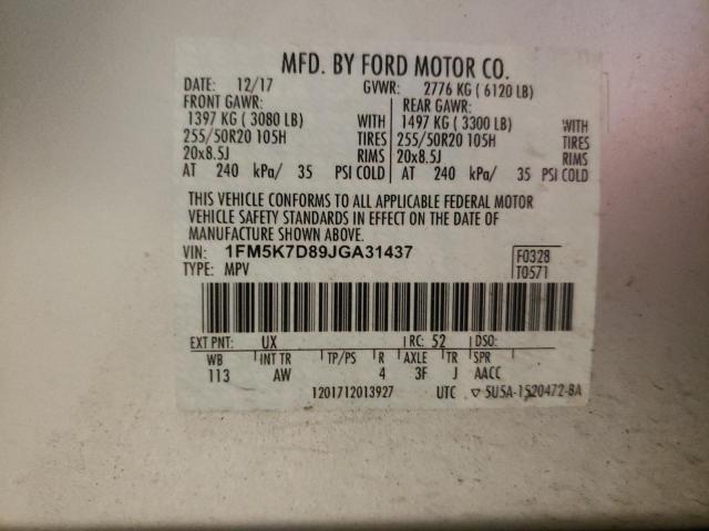 Photo 14 from auction – 2018 FORD EXPLORER X with VIN 1FM5K7D89JGA31437