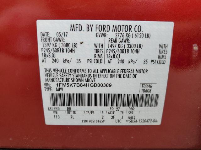 Photo 14 from auction – 2017 FORD EXPLORER with VIN 1FM5K7B84HGD00389