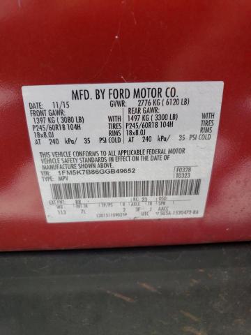 Photo 14 from auction – 2016 FORD EXPLORER with VIN 1FM5K7B86GGB49652