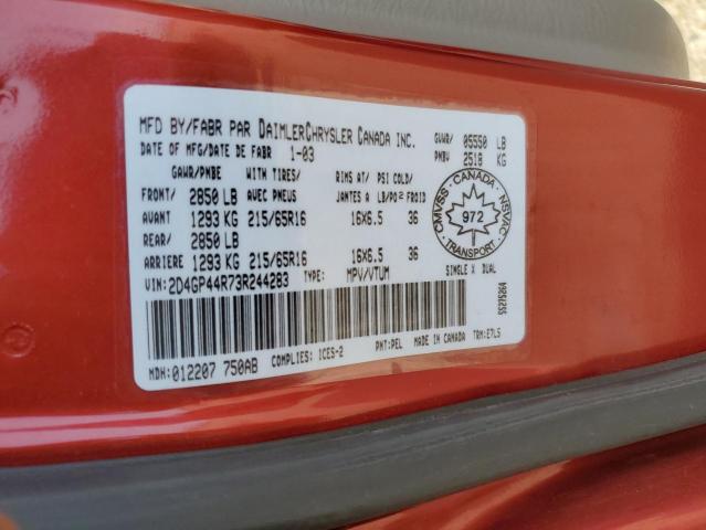 Photo 14 from auction – 2003 DODGE GRAND CARA with VIN 2D4GP44R73R244283