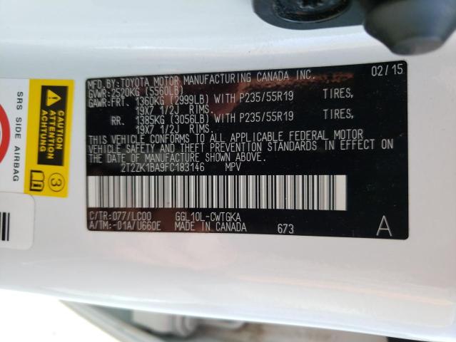 Photo 14 from auction – 2015 LEXUS RX 350 with VIN 2T2ZK1BA9FC183146