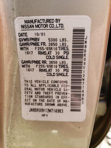 Photo 14 from auction – 2002 NISSAN PATHFINDER with VIN JN8DR09Y12W714983