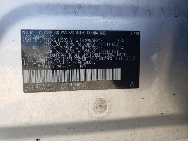 Photo 14 from auction – 2010 TOYOTA RAV4 with VIN 2T3ZF4DV0AW038215
