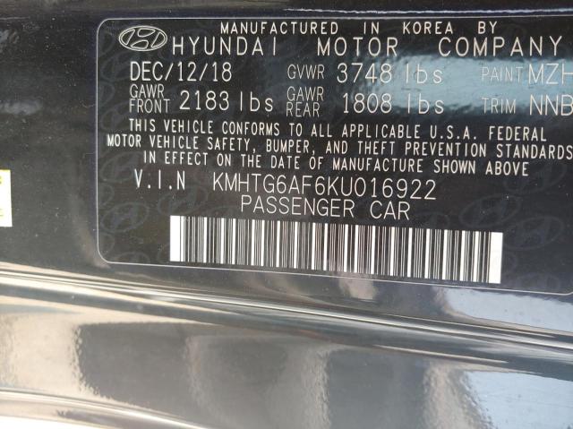 Photo 10 from auction – 2019 HYUNDAI VELOSTER B with VIN KMHTG6AF6KU016922