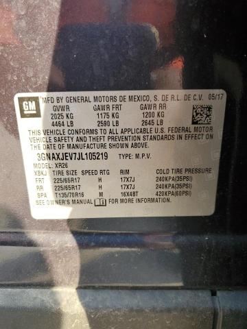 Photo 14 from auction – 2018 CHEVROLET EQUINOX LT with VIN 3GNAXJEV7JL105219