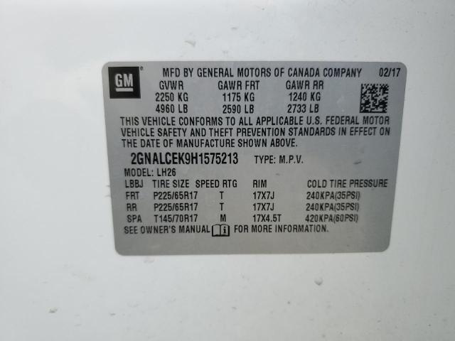 Photo 14 from auction – 2017 CHEVROLET EQUINOX LT with VIN 2GNALCEK9H1575213