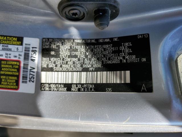 Photo 14 from auction – 2013 TOYOTA SIENNA with VIN 5TDZK3DC7DS360697