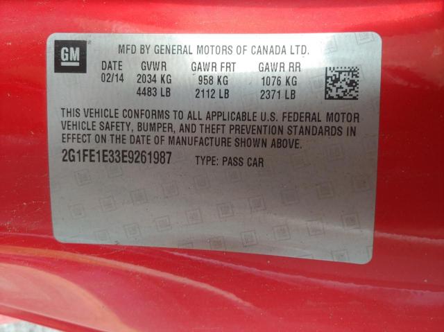 Photo 10 from auction – 2014 CHEVROLET CAMARO LS with VIN 2G1FE1E33E9261987