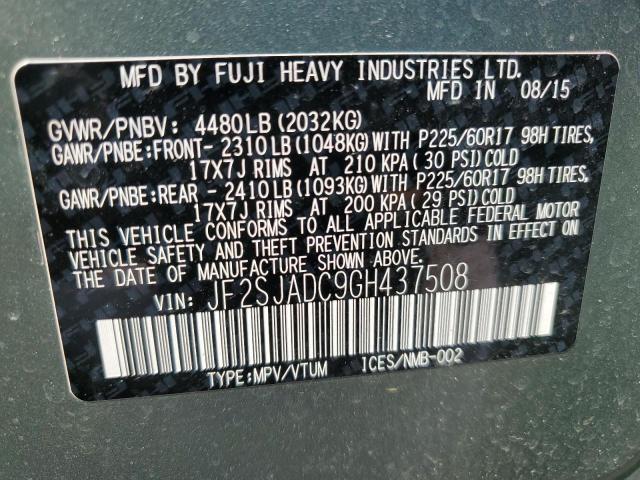 Photo 14 from auction – 2016 SUBARU FORESTER 2 with VIN JF2SJADC9GH437508