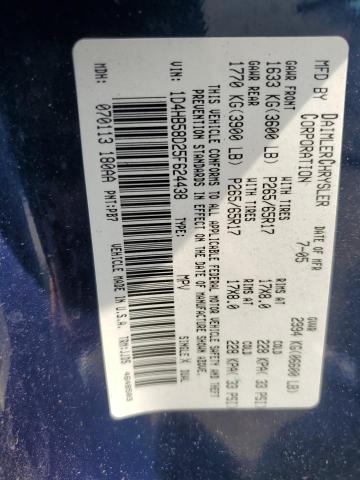 Photo 14 from auction – 2005 DODGE DURANGO LI with VIN 1D4HB58D25F624438