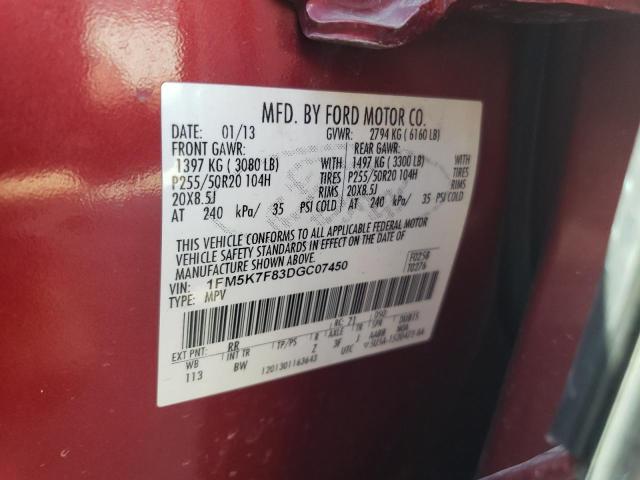 Foto 14 de la subasta – 2013 FORD EXPLORER L con VIN 1FM5K7F83DGC07450