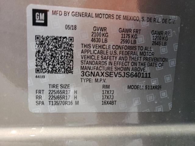 Photo 14 from auction – 2018 CHEVROLET EQUINOX LT with VIN 3GNAXSEV5JS640111