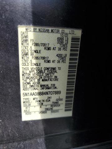 Photo 14 from auction – 2004 NISSAN ARMADA SE with VIN 5N1AA08B84N707889