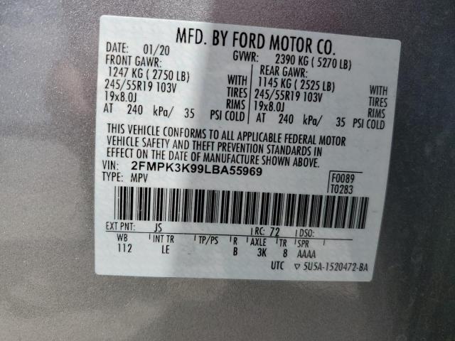 Photo 14 from auction – 2020 FORD EDGE TITAN with VIN 2FMPK3K99LBA55969