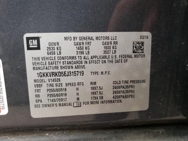 Photo 14 from auction – 2014 GMC ACADIA SLT with VIN 1GKKVRKD5EJ315719