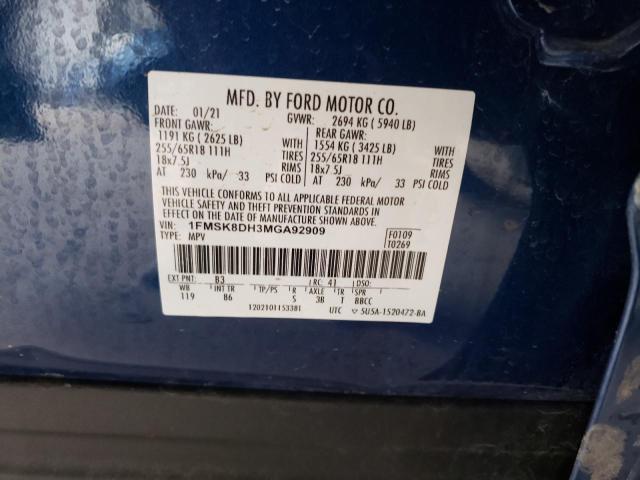 Photo 14 from auction – 2021 FORD EXPLORER X with VIN 1FMSK8DH3MGA92909