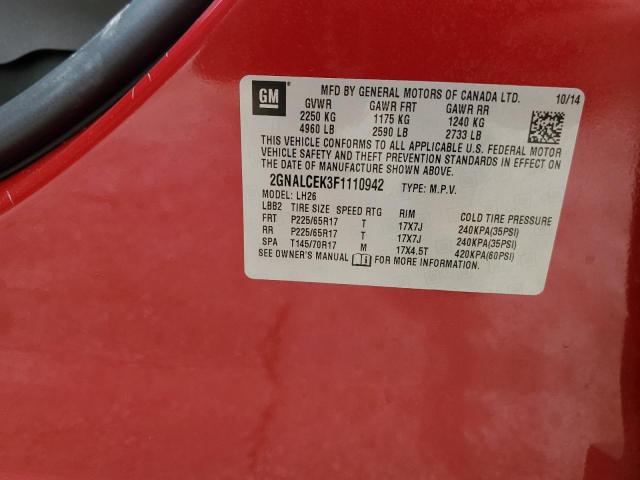 Photo 14 from auction – 2015 CHEVROLET EQUINOX LT with VIN 2GNALCEK3F1110942