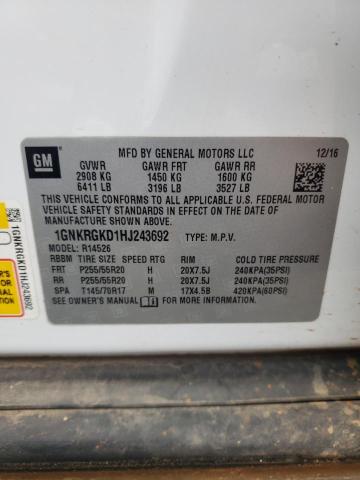 Photo 14 from auction – 2017 CHEVROLET TRAVERSE L with VIN 1GNKRGKD1HJ243692