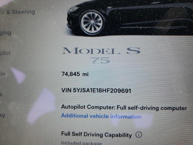 Photo 9 from auction – 2017 TESLA MODEL S with VIN 5YJSA1E18HF209691