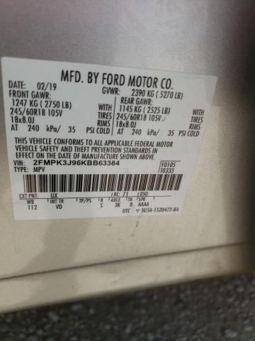Photo 14 from auction – 2019 FORD EDGE SEL with VIN 2FMPK3J96KBB63384