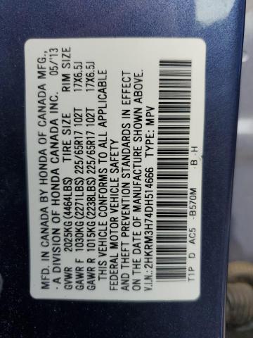 Photo 14 from auction – 2013 HONDA CR-V EXL with VIN 2HKRM3H74DH514666