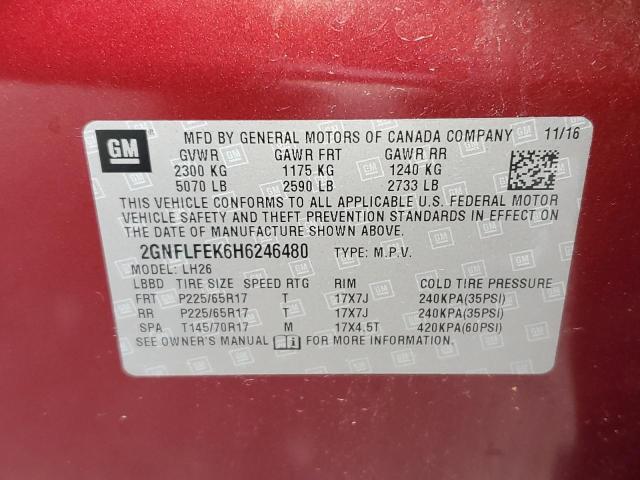 Photo 14 from auction – 2017 CHEVROLET EQUINOX LT with VIN 2GNFLFEK6H6246480