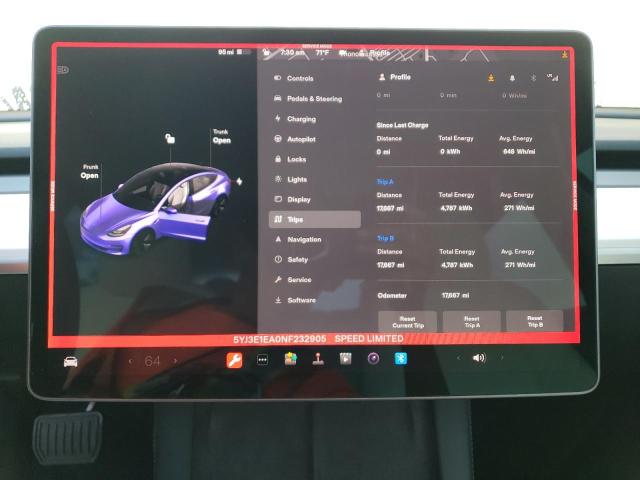 Photo 9 from auction – 2022 TESLA MODEL 3 with VIN 5YJ3E1EA0NF232905