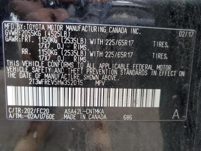 Photo 14 from auction – 2017 TOYOTA RAV4 XLE with VIN 2T3WFREV5HW352015