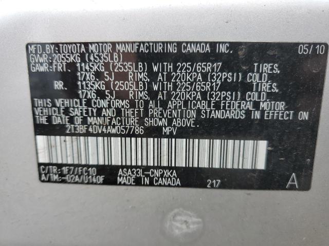 Photo 14 from auction – 2010 TOYOTA RAV4 with VIN 2T3BF4DV4AW057786