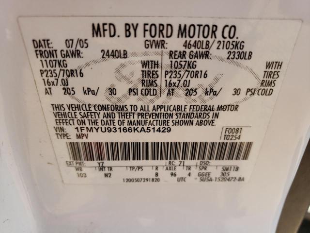 Photo 14 from auction – 2006 FORD ESCAPE XLT with VIN 1FMYU93166KA51429
