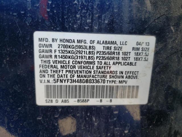 Photo 14 from auction – 2013 HONDA PILOT EX with VIN 5FNYF3H48DB033670