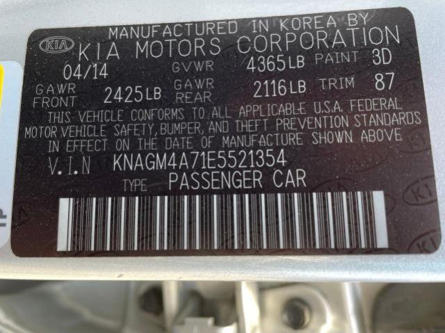 Photo 10 from auction – 2014 KIA OPTIMA LX with VIN KNAGM4A71E5521354