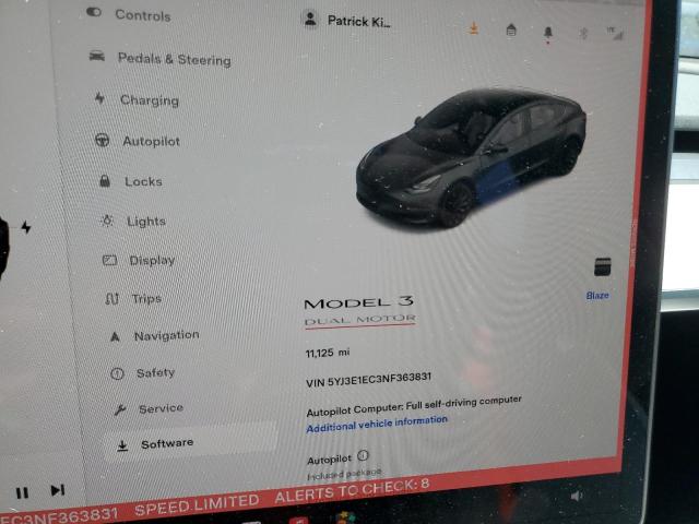 Photo 9 from auction – 2022 TESLA MODEL 3 with VIN 5YJ3E1EC3NF363831