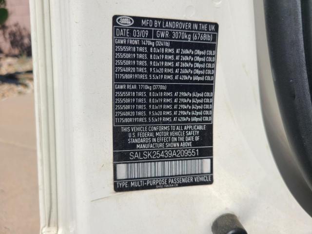 Photo 10 from auction – 2009 LAND ROVER RANGE ROVE with VIN SALSK25439A209551