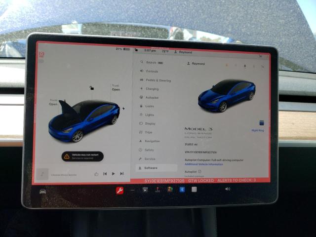 Photo 9 from auction – 2021 TESLA MODEL 3 with VIN 5YJ3E1EB1MF937106