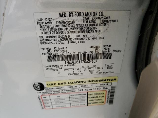 Photo 14 from auction – 2007 FORD FREESTYLE with VIN 1FMDK05157GA34607