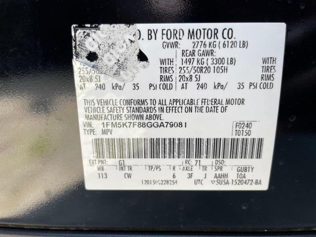 Photo 10 from auction – 2016 FORD EXPLORER L with VIN 1FM5K7F88GGA79081